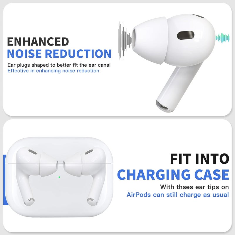 DamonLight 4 Pairs Ear Tips for AirPods Pro 1 & 2 [Relief Pain] [Fit in Case] Noise Cancellation Add Grip Sport Earbuds [US Patent Registered] (Large) - Image 5